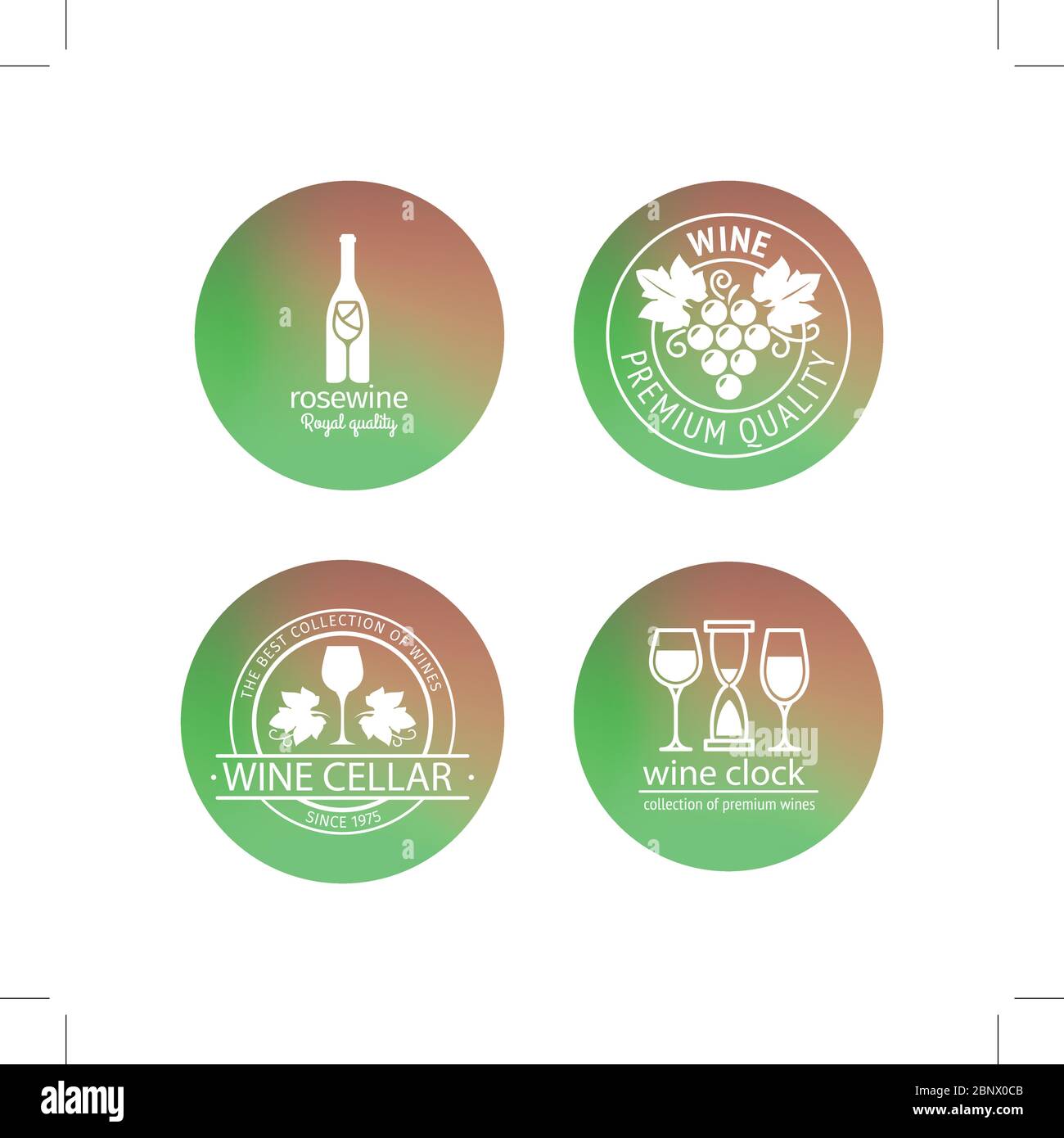 Wine logos in blurred circles backgrounds vector illustration Stock Vector