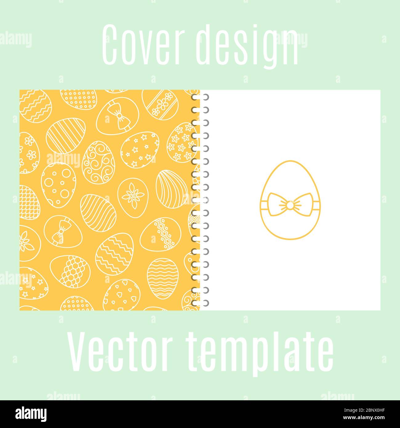 Cover design for print with easter eggs hand drawn pattern. Vector illustration Stock Vector