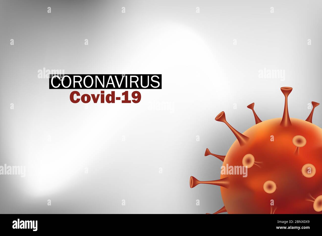 Virus Covid 19-NCP. Coronavirus nCoV denoted is single-stranded RNA virus. Background with 3d orange viruses cell. Stock Photo