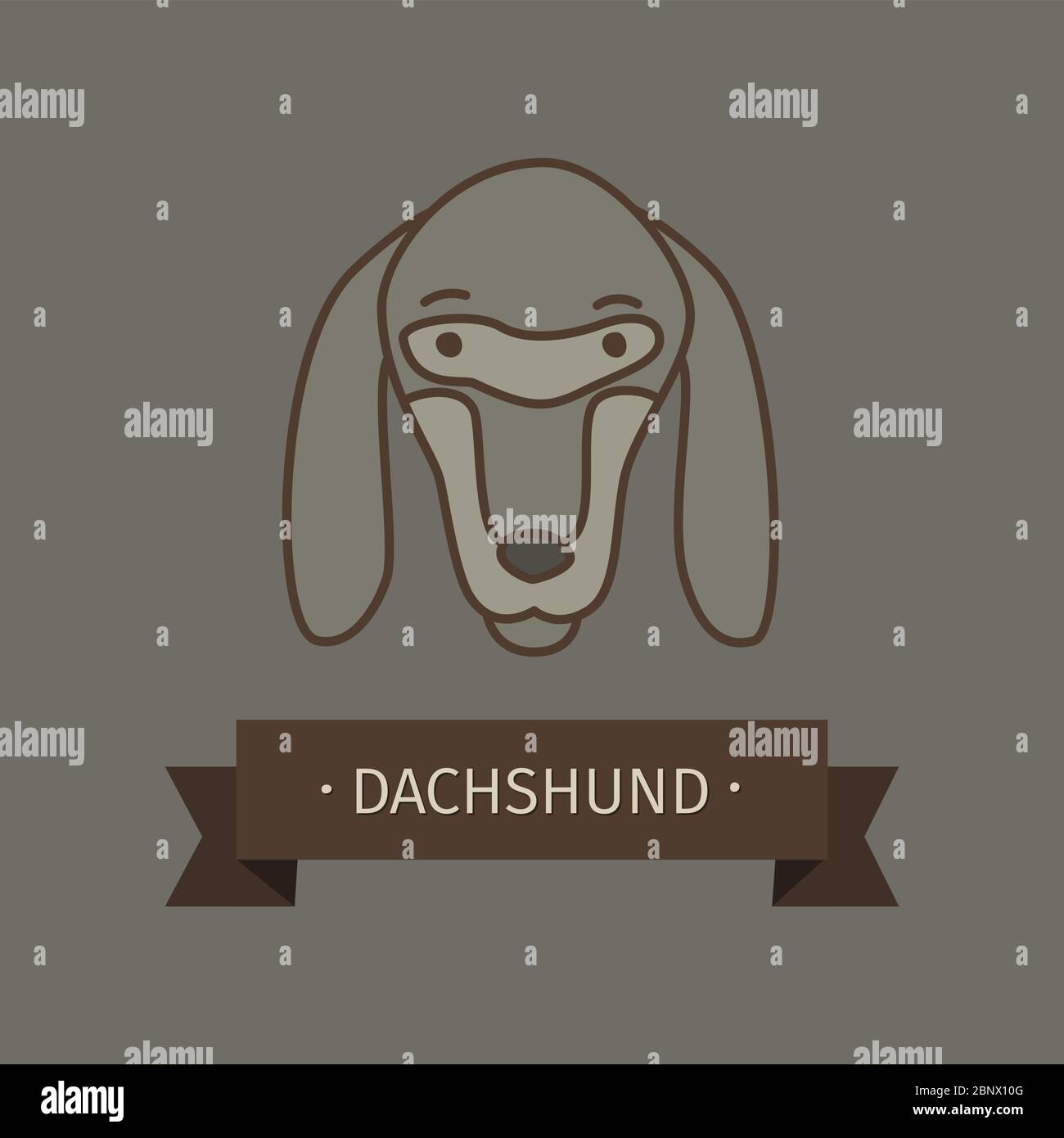Dachshund breed dog for logo design. Vector colored hand drawn dog head ...