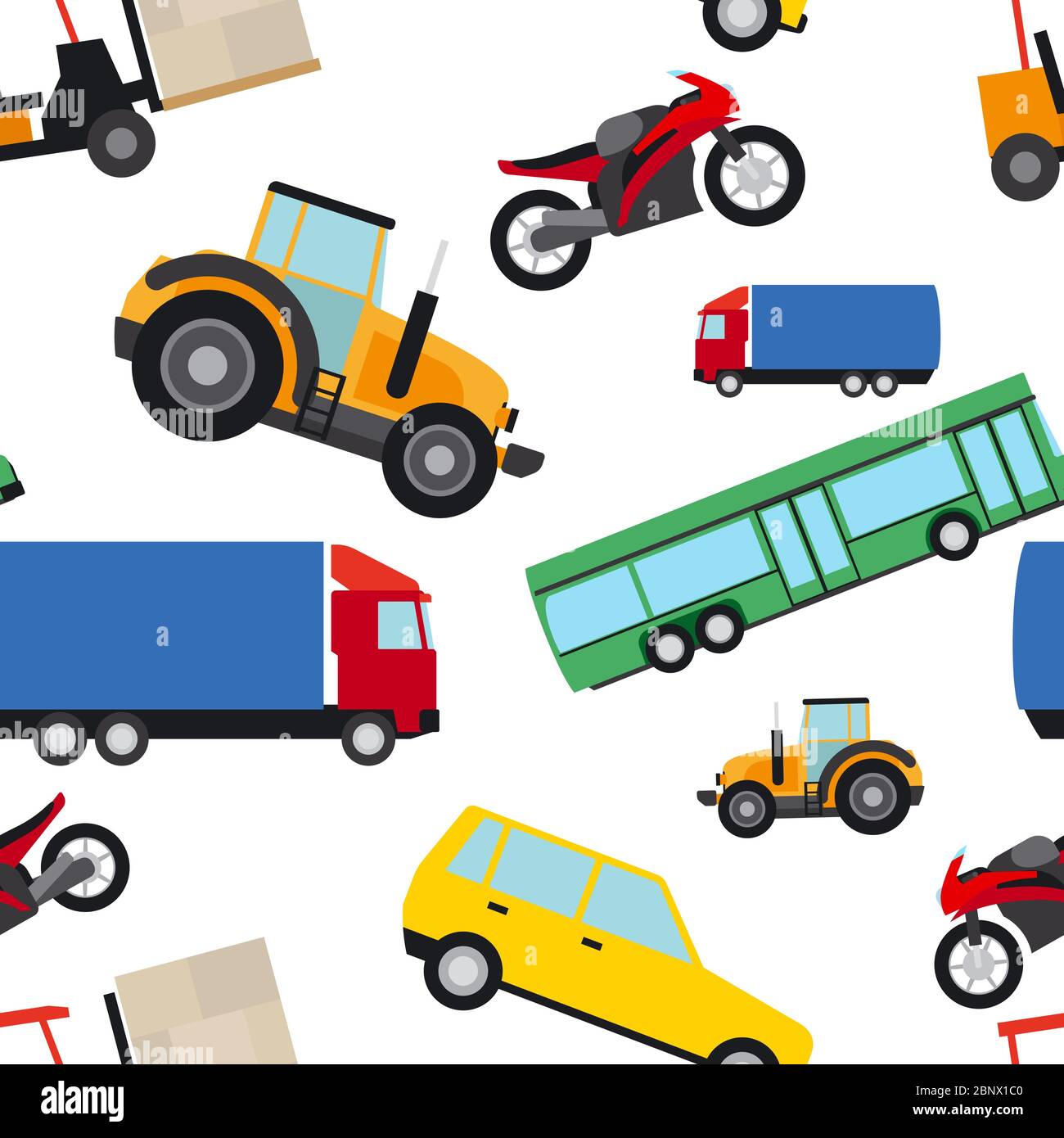 Trasport seamless pattern flat style on transparent background. Vector illustration Stock Vector
