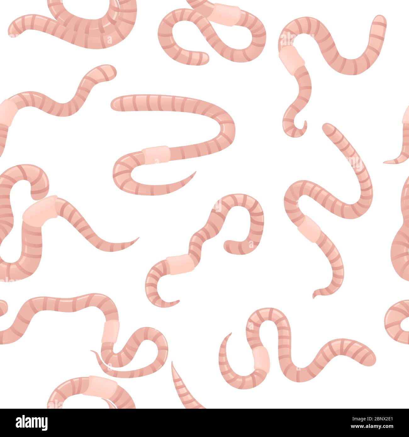 Seamless pattern of earthworm crawling cartoon worm design flat vector illustration on white background Stock Vector