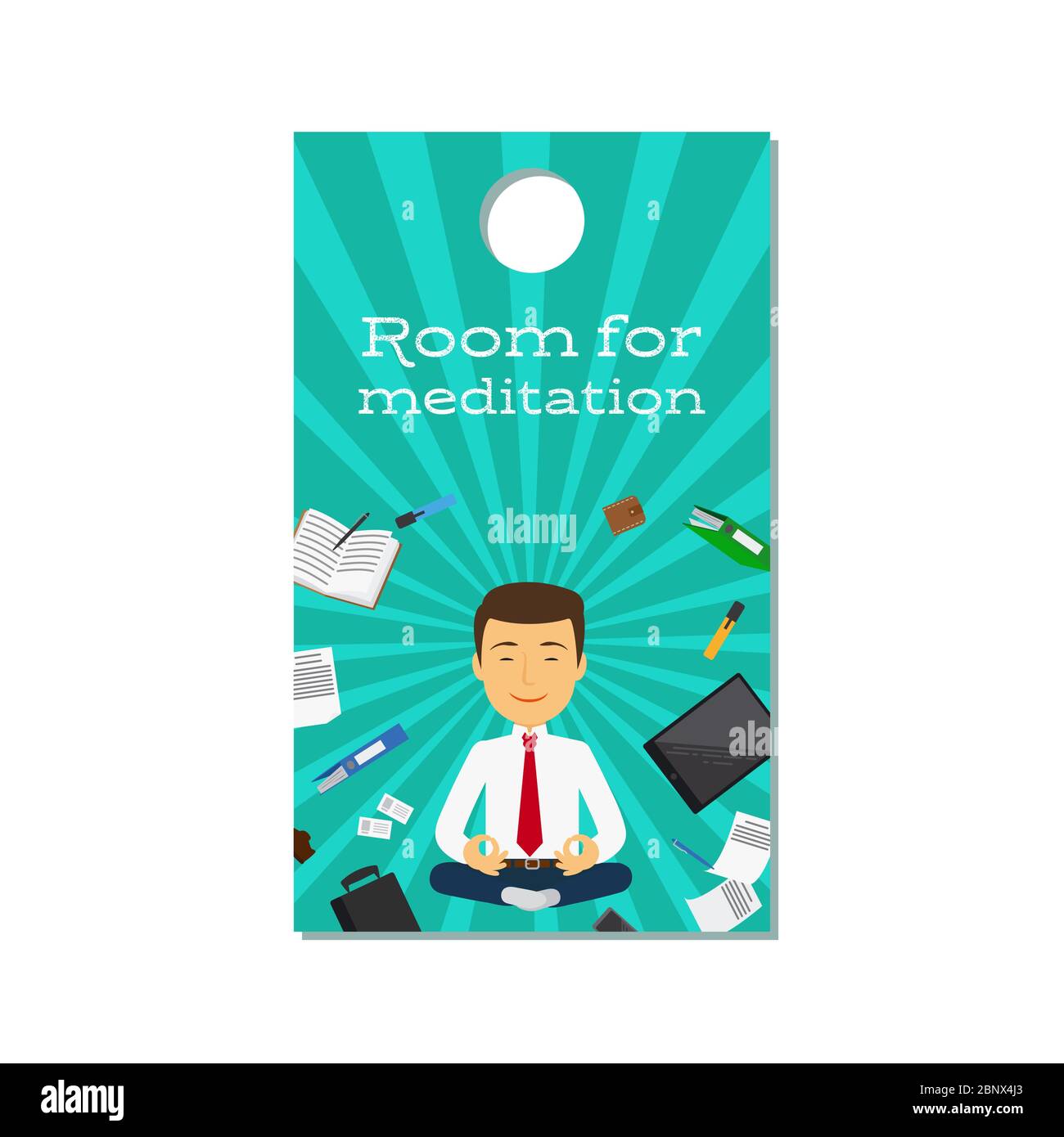 Room for meditation sign design for office door, isolated on white. Vector illustration Stock Vector