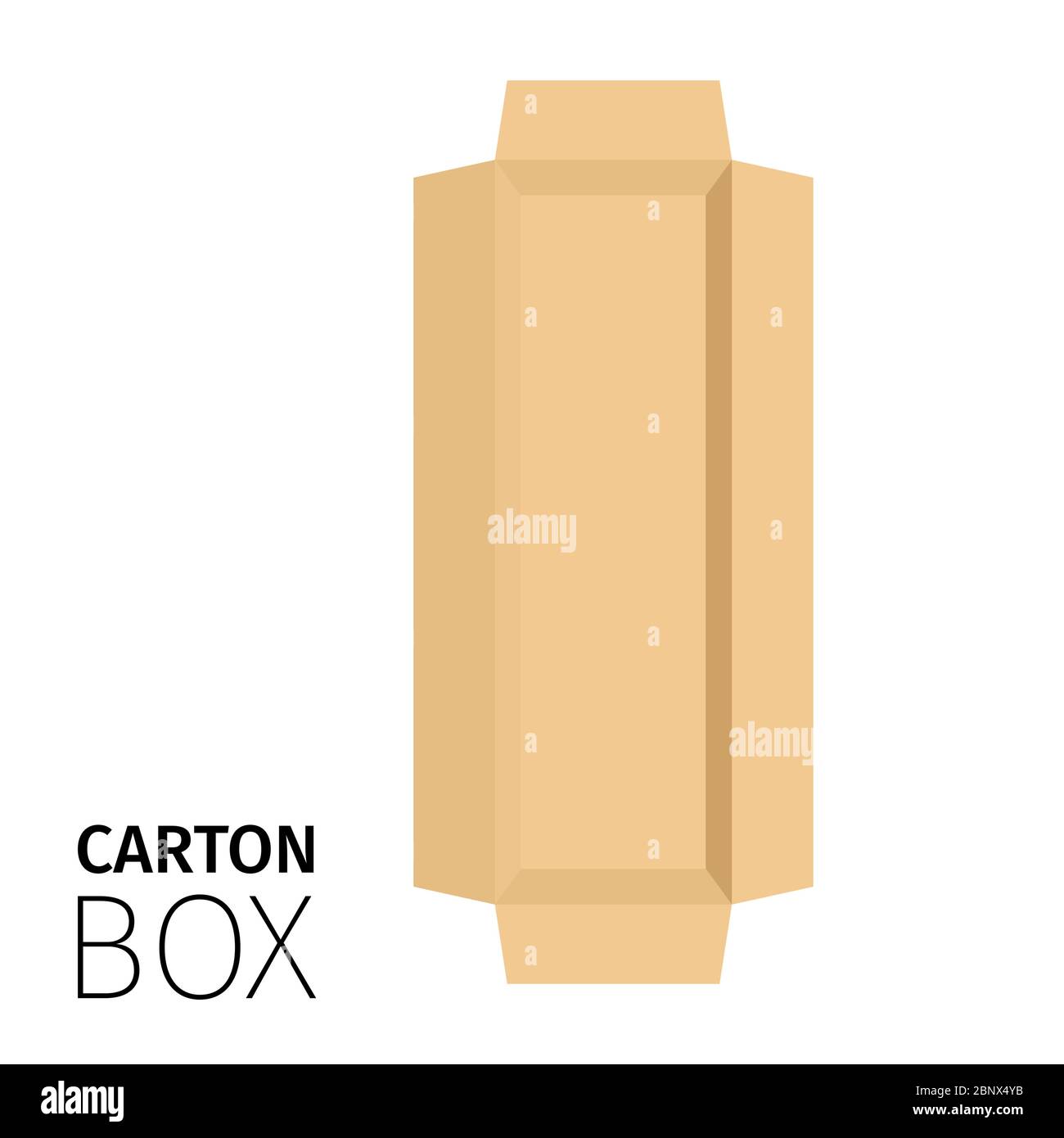 Carton rectangular box pack. Top view. Opened box vector illustration Stock Vector