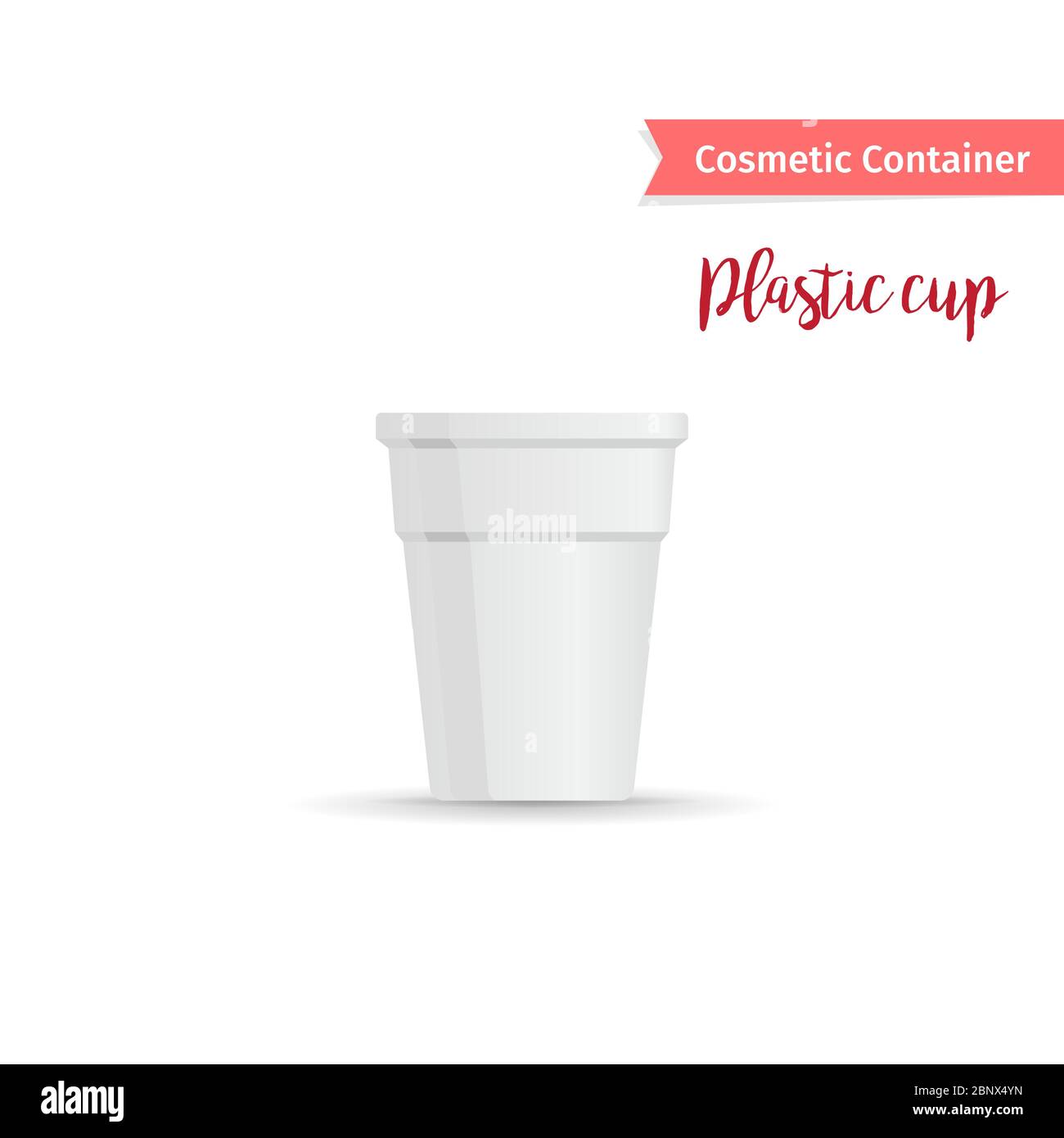 Cosmetic container. Realistic white plastic cup vector illustration Stock Vector