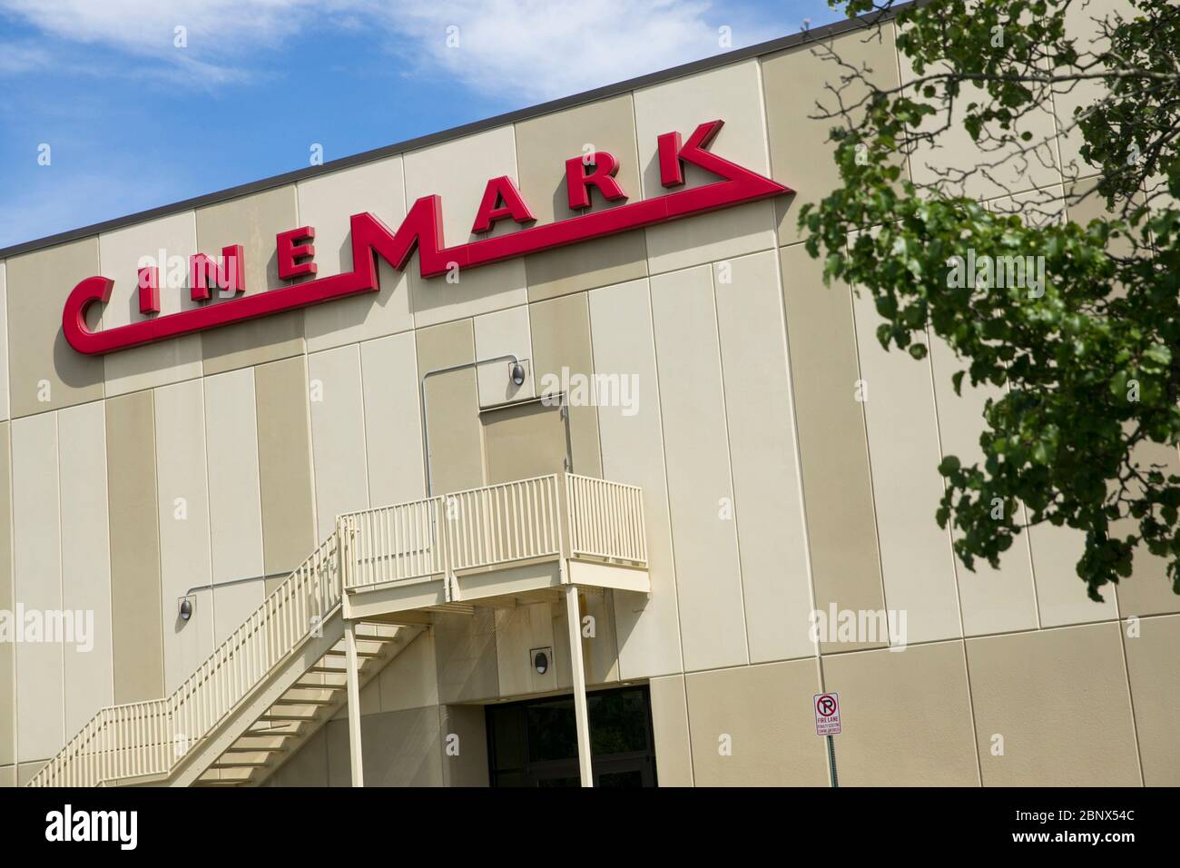 A logo sign outside of a Cinemark movie theater location in Chesapeake