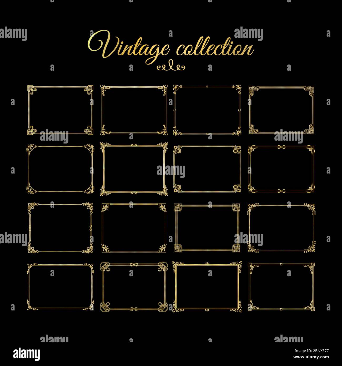 Vintage golden decorative frames and calligraphic borders. Vector ...