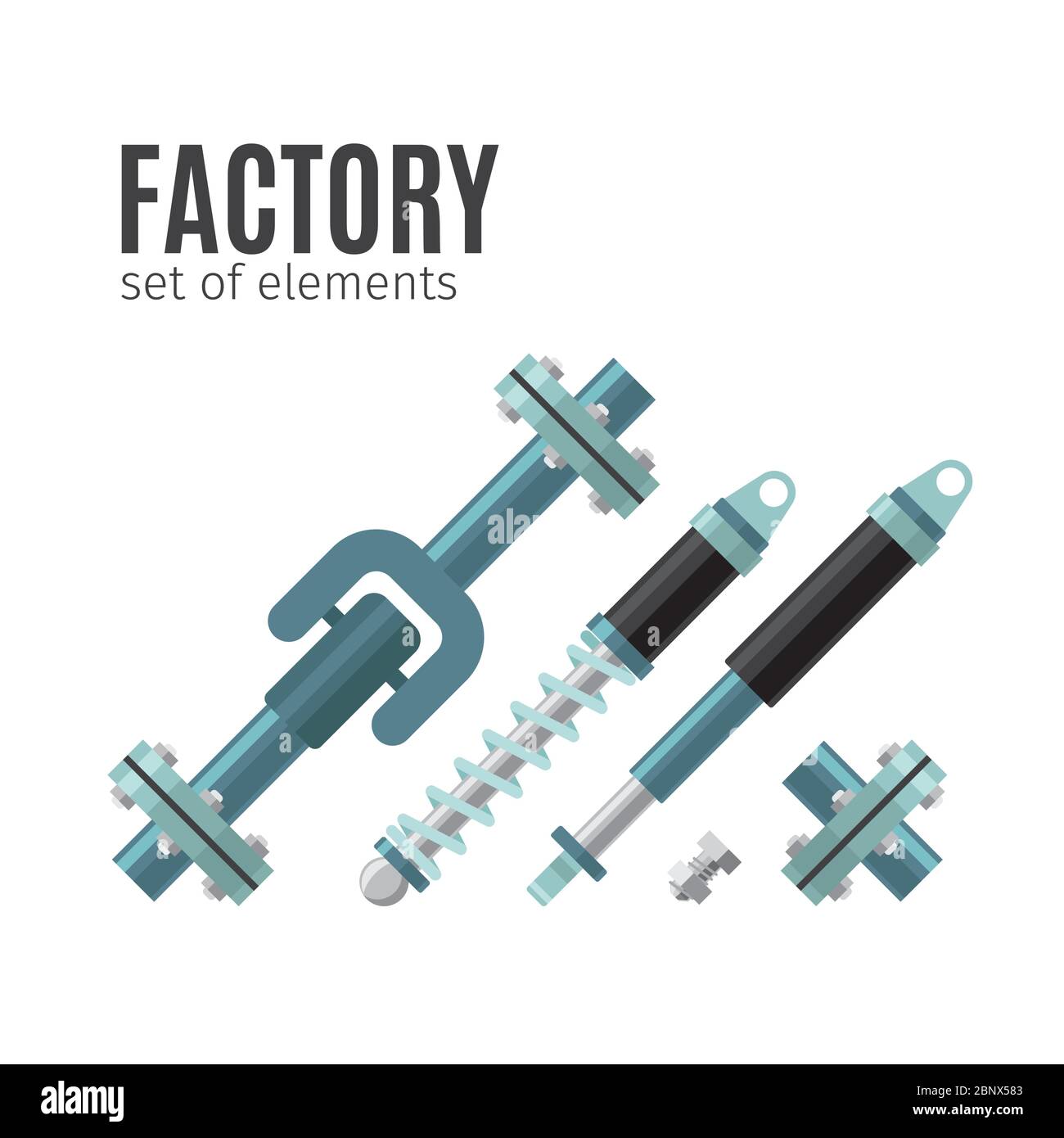 Factory Set Of Elements Machinery Flat Icons Vector Illustration Stock Vector Image Art Alamy