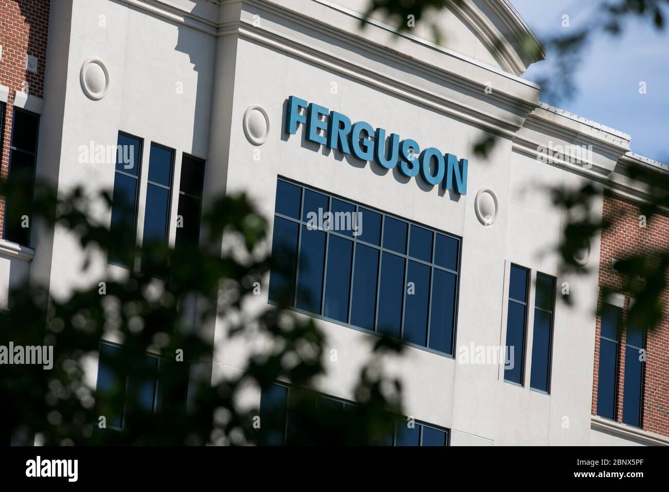 A logo sign outside of the headquarters of Ferguson in Newport News, Virginia on May 2, 2020