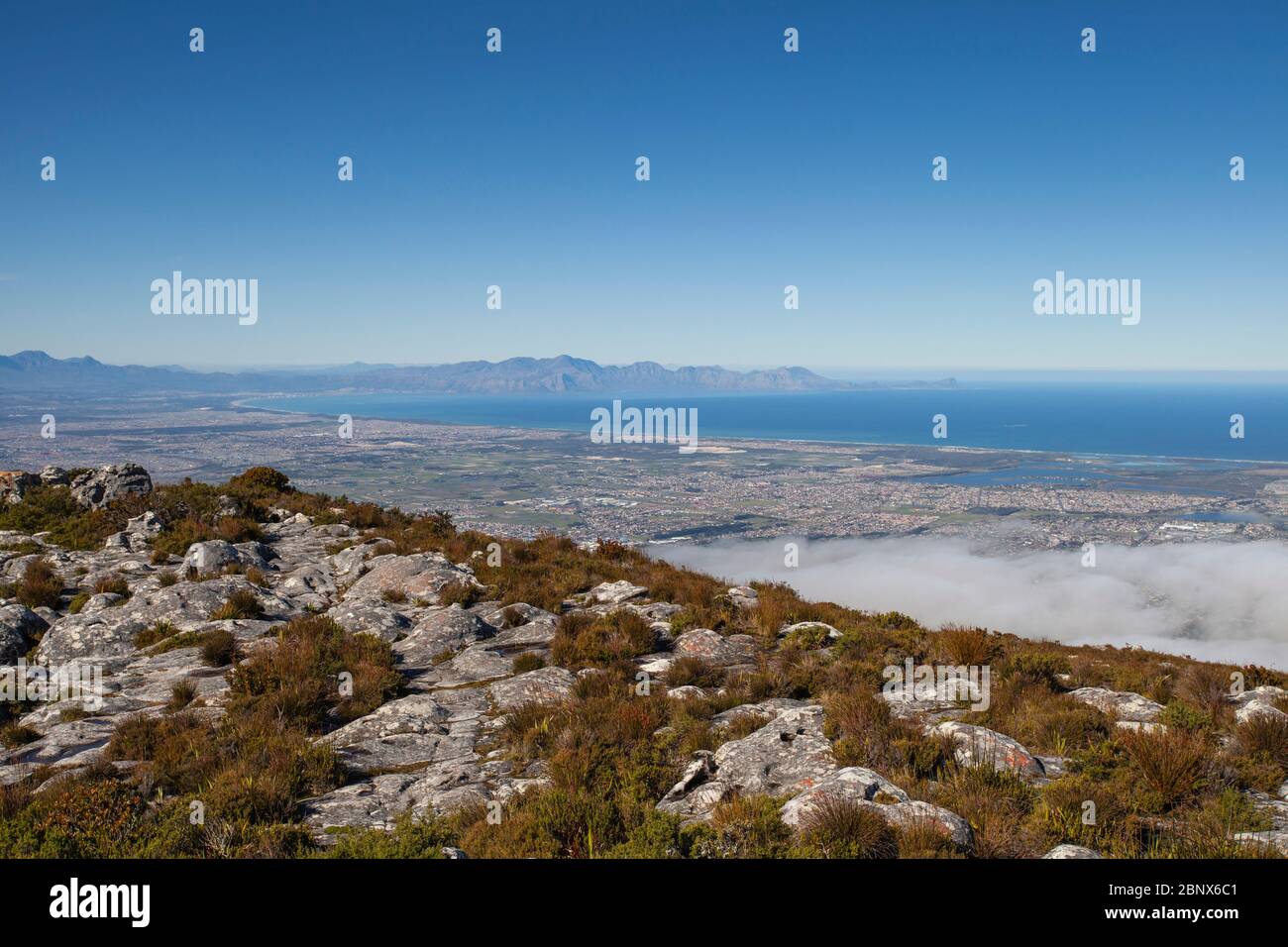 View from the Smuts Track on the summit of Table Mountain, Cape Town Stock Photo