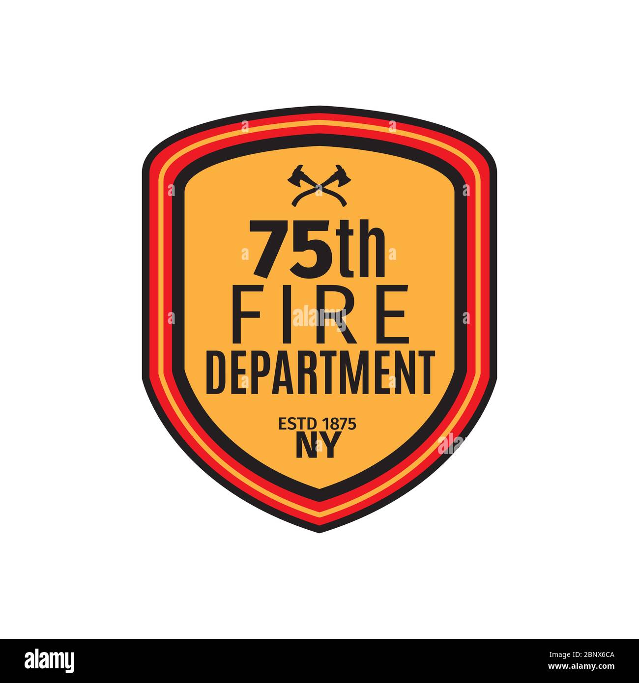 Fire department badge with shield, isolated vector illustration Stock ...