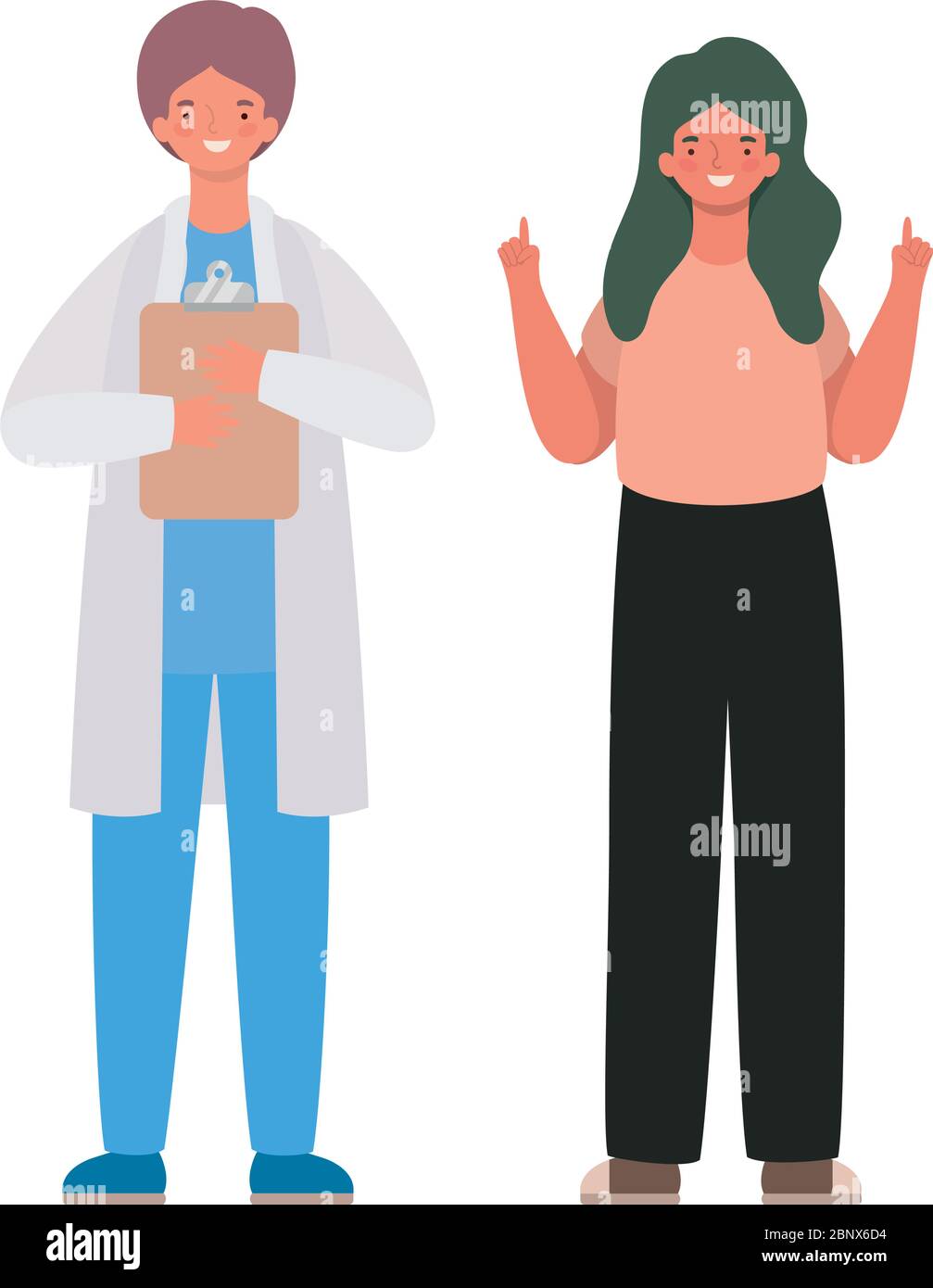 Male doctor and woman avatar with document vector design Stock Vector ...