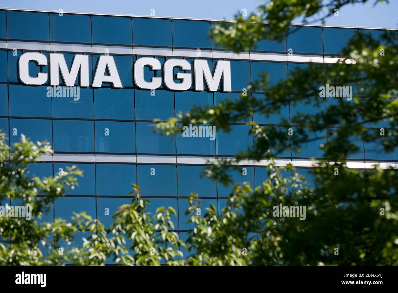 A logo sign outside of a facility occupied by CMA CGM in Norfolk, Virginia on May 2, 2020. Stock Photo
