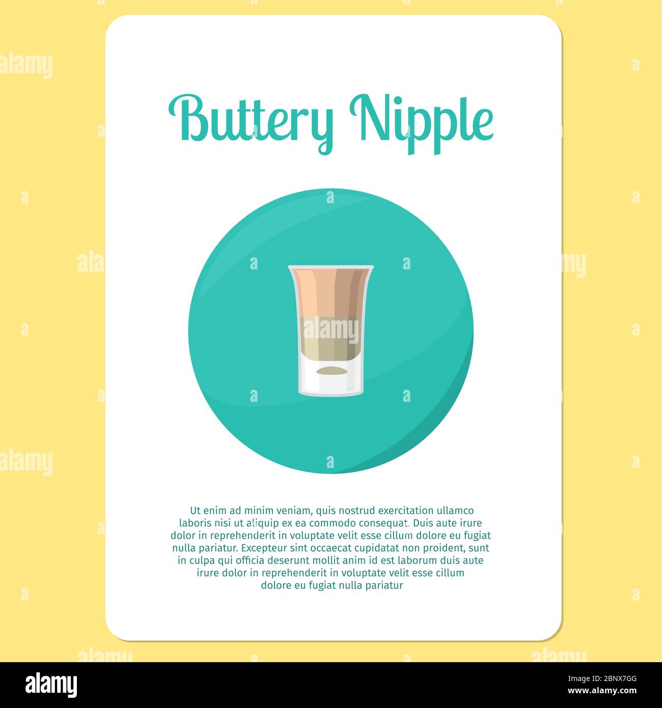 Buttery Nipple cocktail menu item or sticker. Party drink in circle icon vector illustration Stock Vector