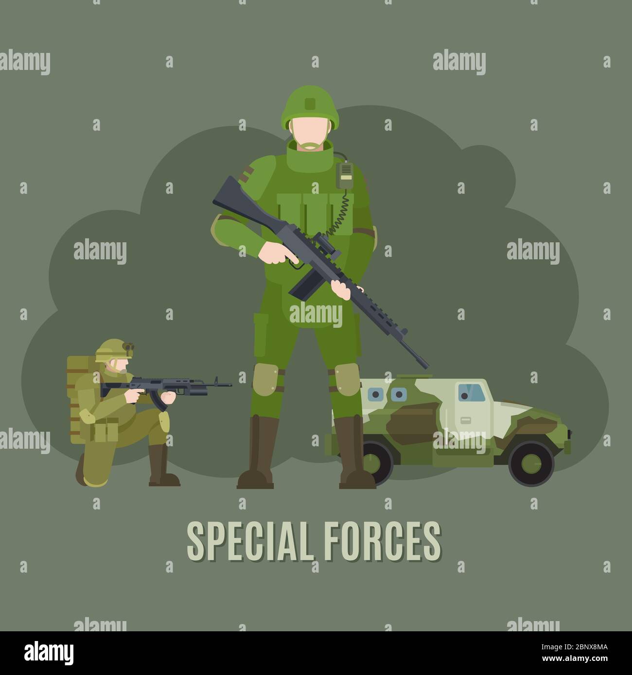 Military and army special forces characters vector illustration Stock Vector