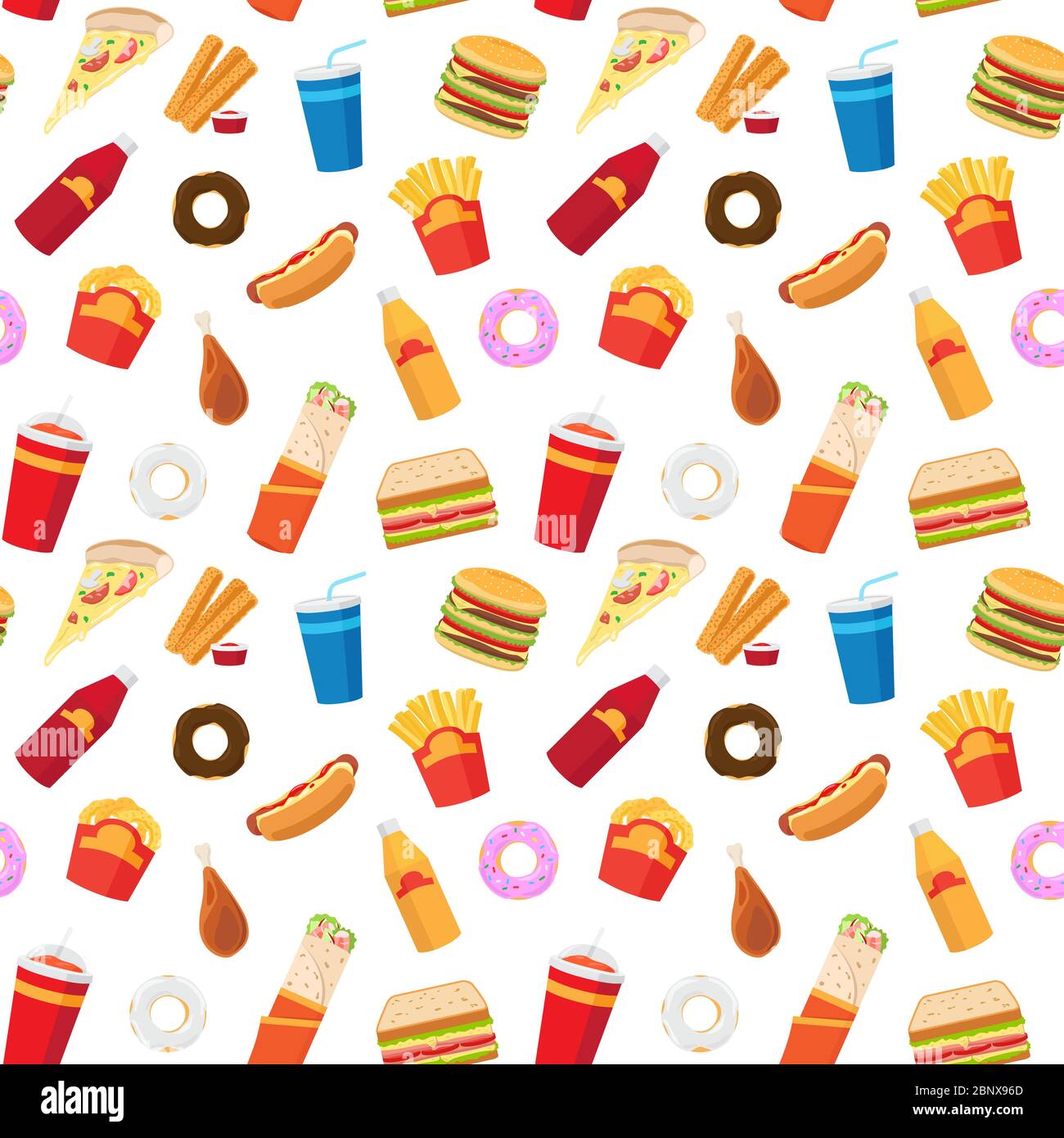 Vector fast food pattern or junk food seamless pattern with white background  Stock Vector Image & Art - Alamy