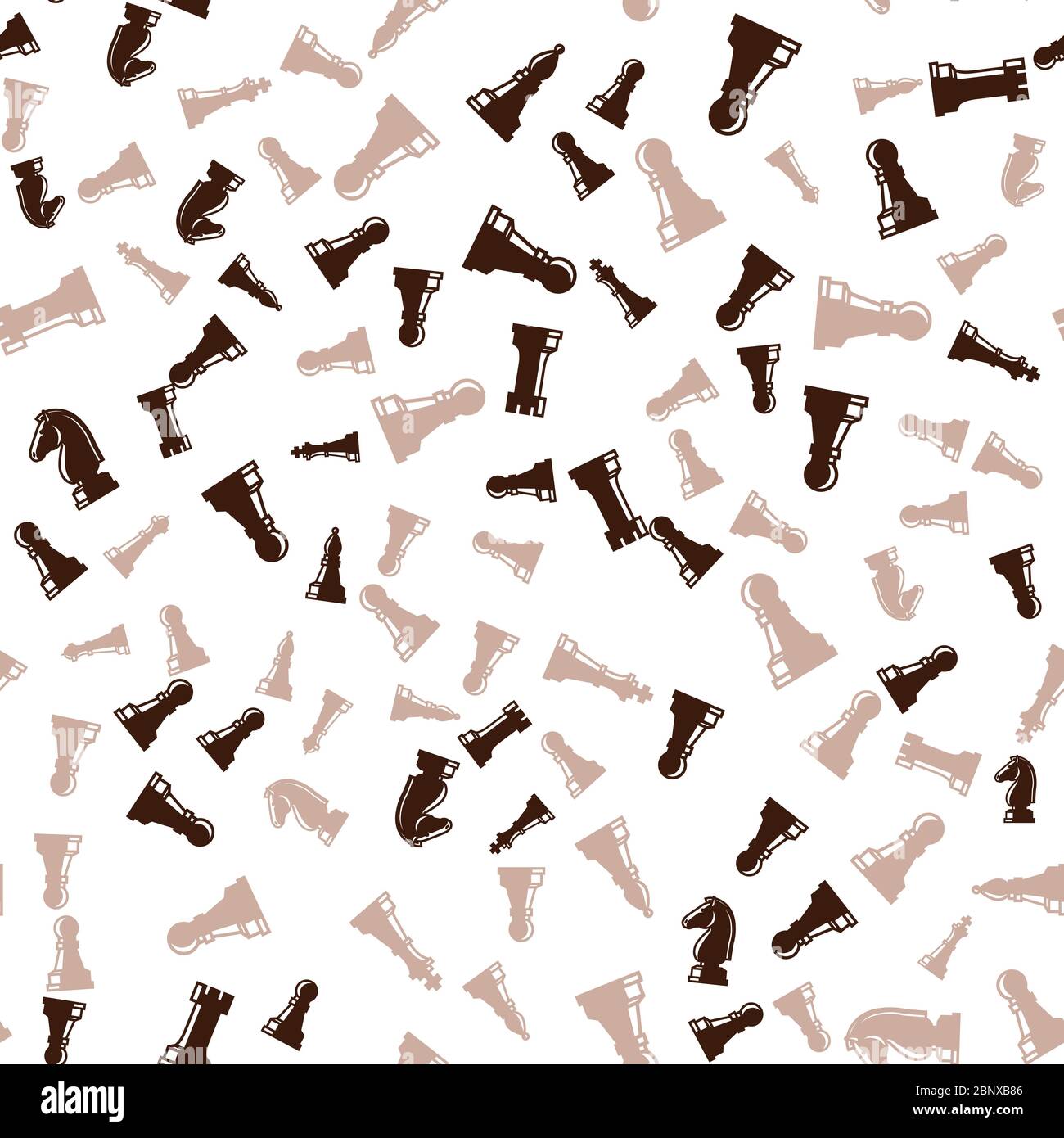 Brown chess pieces seamless pattern with white background. Vector illustration Stock Vector