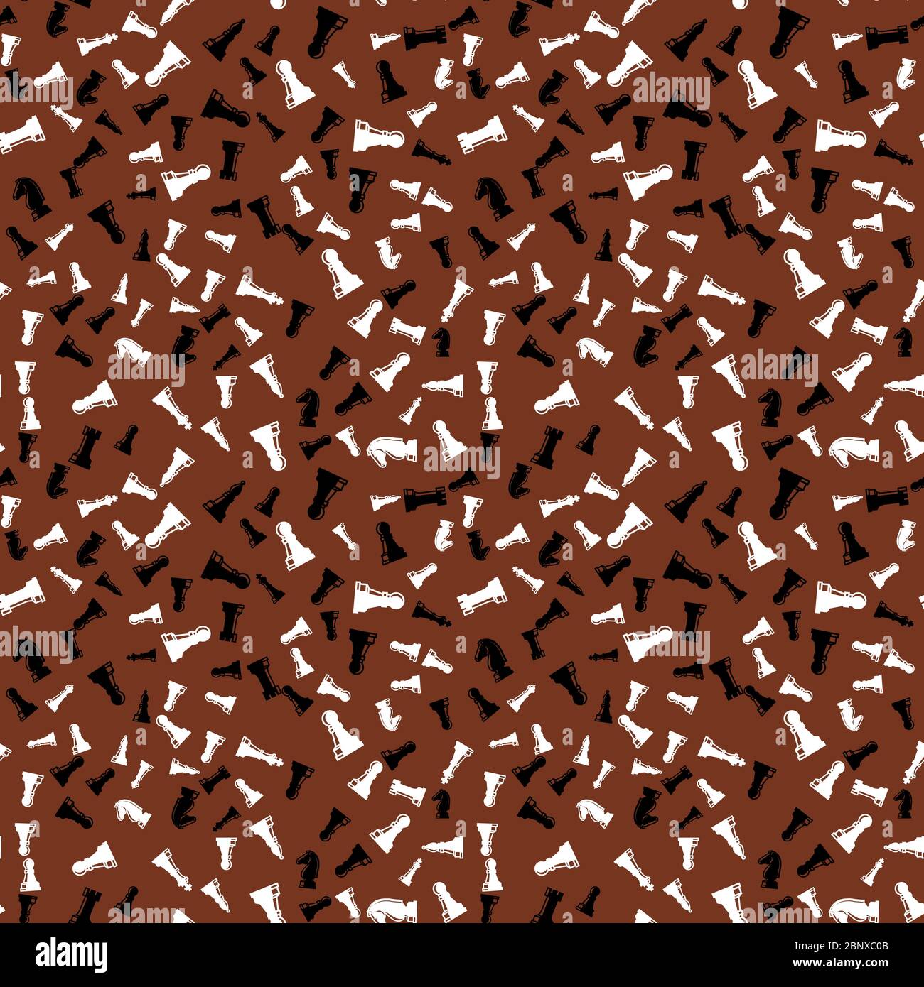 Black and white chess pieces seamless pattern. Vector illustration Stock Vector
