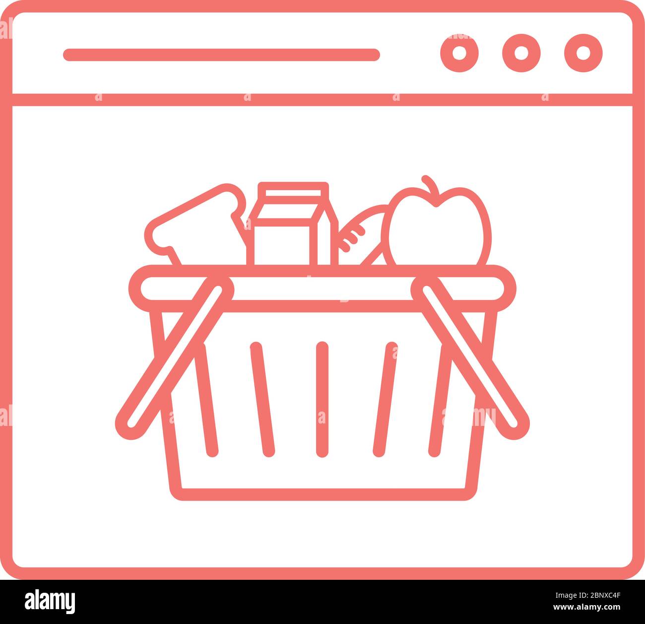 Shopping basket inside website line style icon vector design Stock Vector