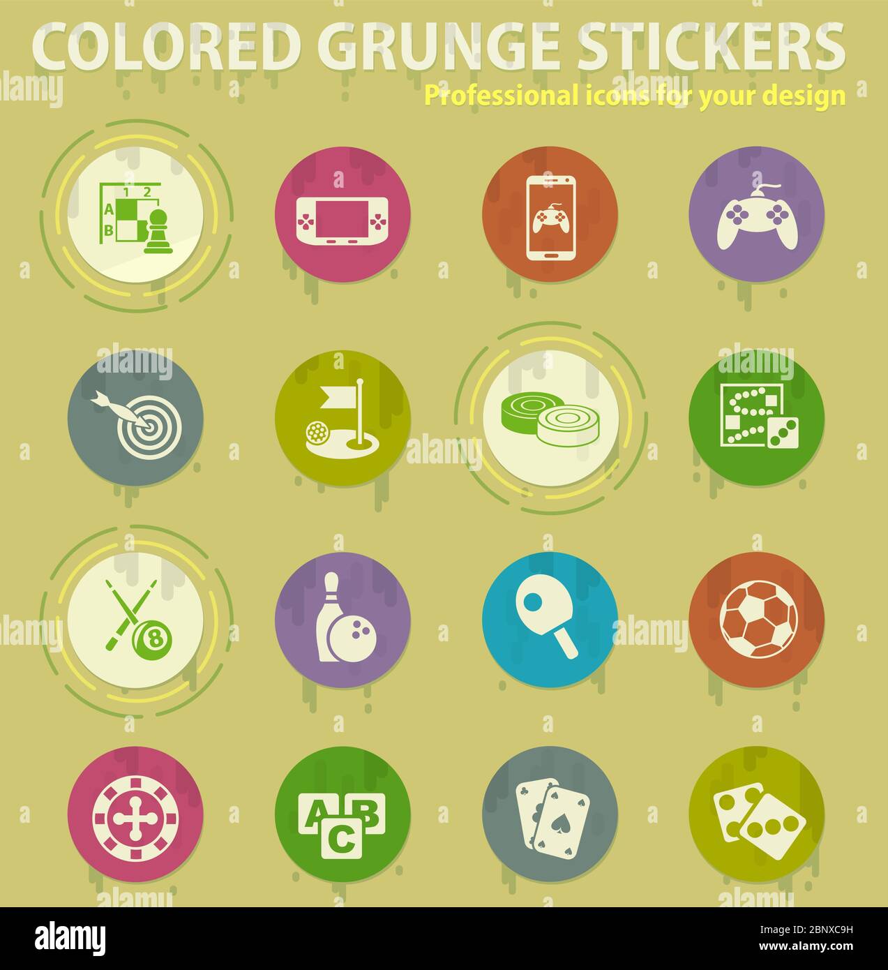 games colored grunge icons Stock Vector Image & Art - Alamy