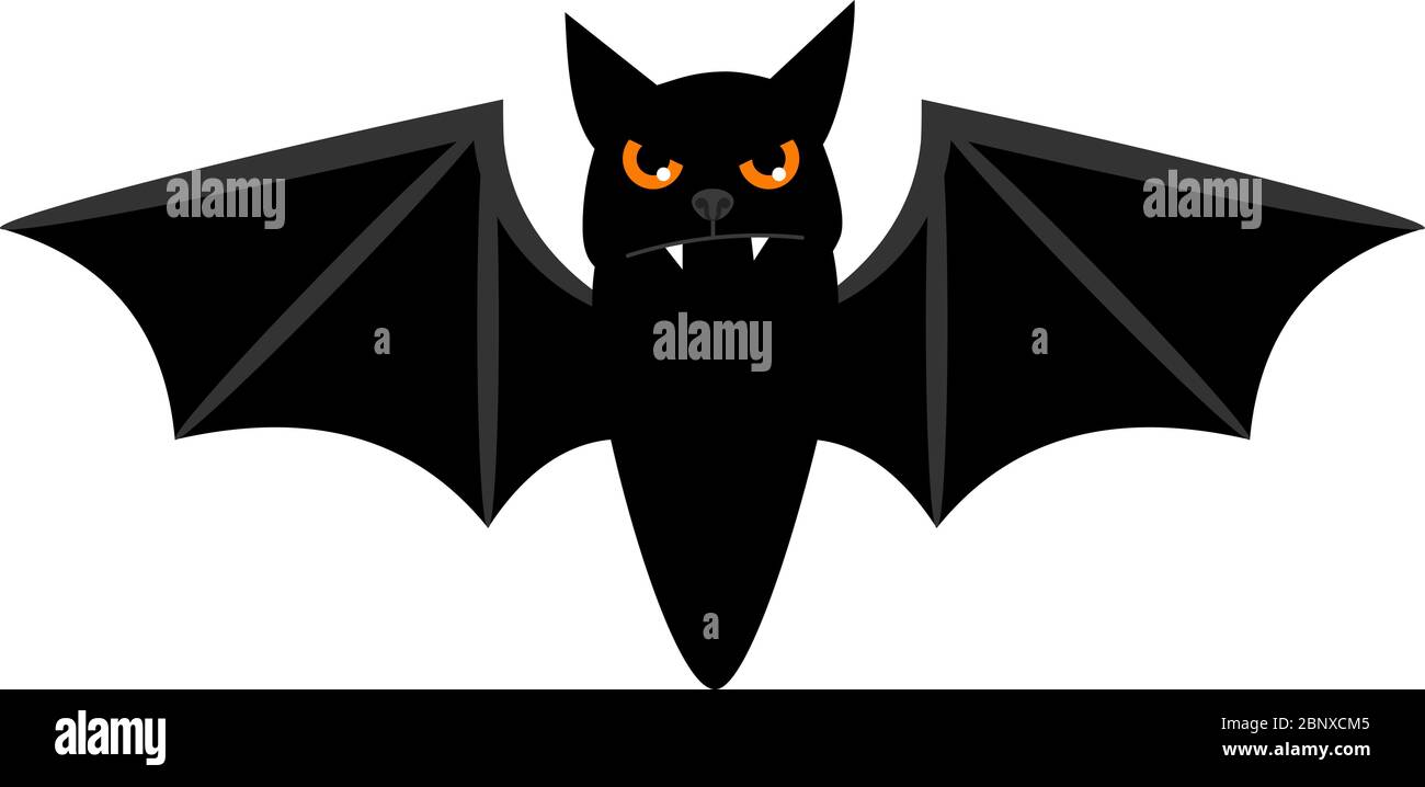 Halloween flying bat isolated on white background. Scary eyes vampire ...