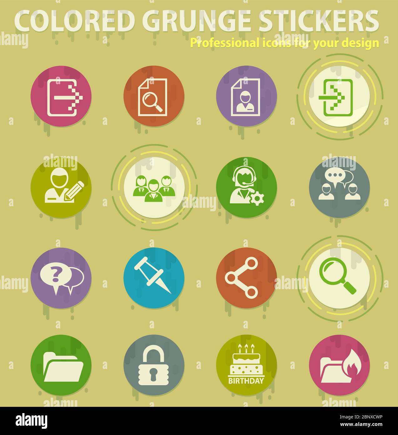 forum interface colored grunge icons Stock Vector