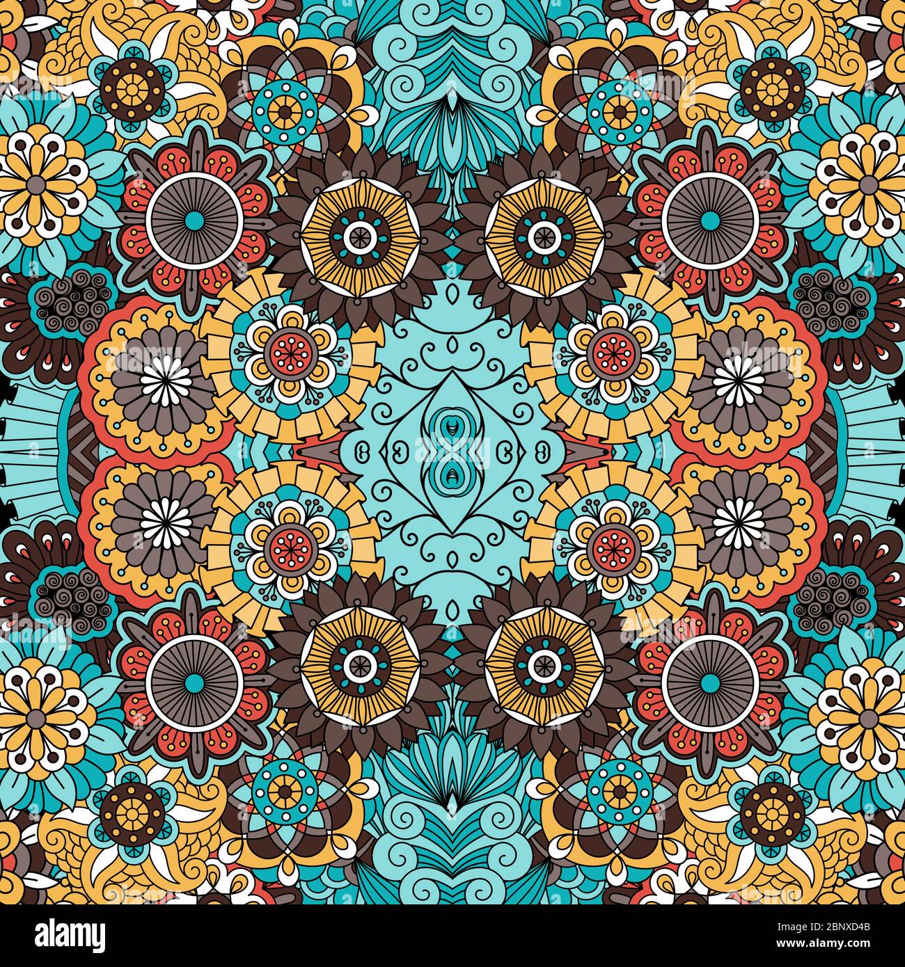 Colorful ornamental vintage traditional colors floral decorative