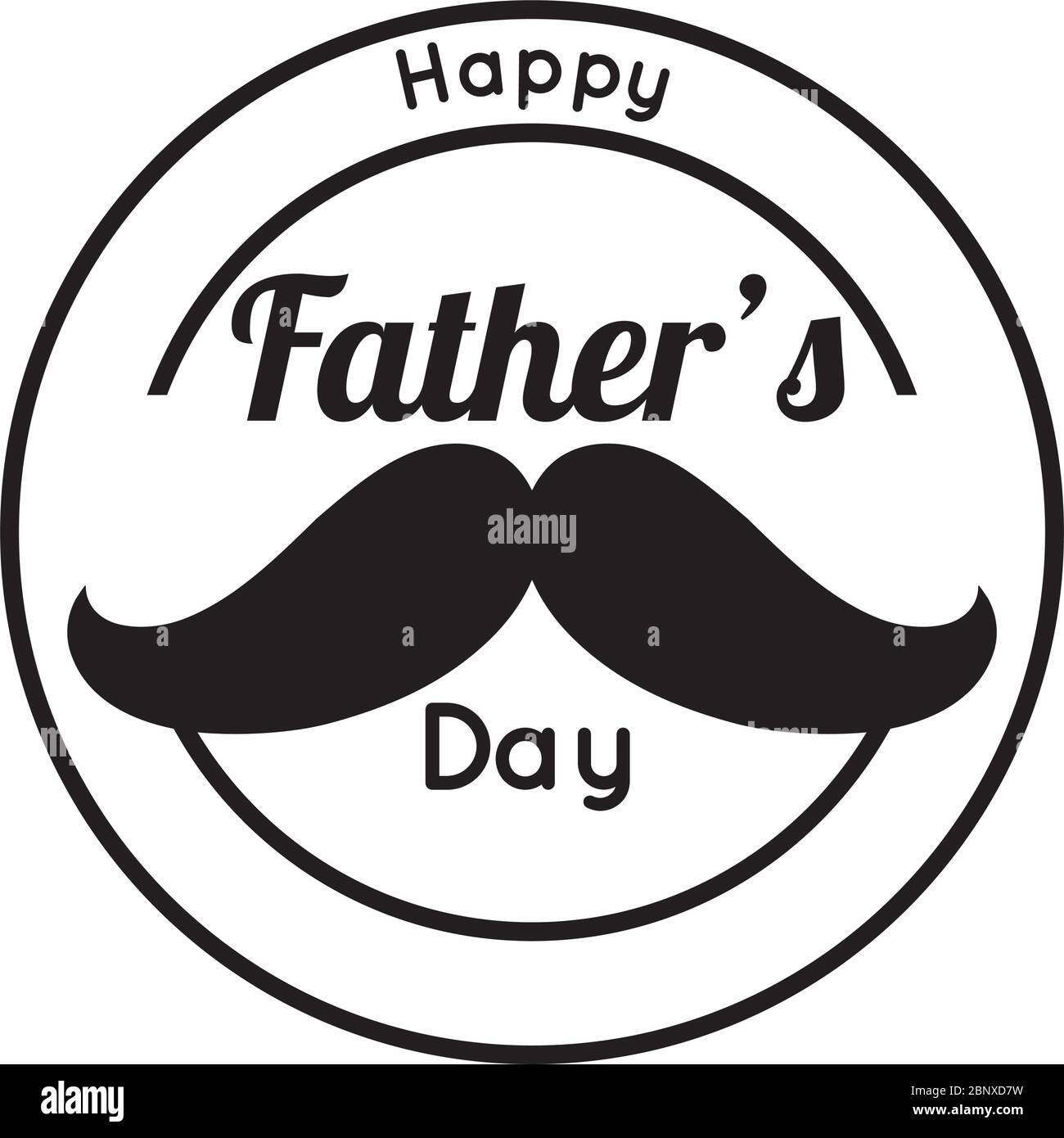 happy fathers day seal with mustache line style Stock Vector Image ...
