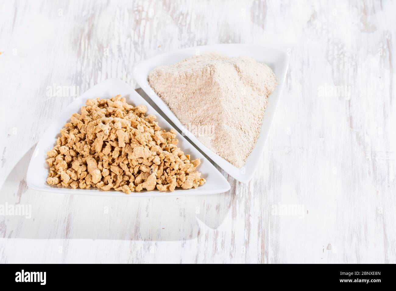 Soy protein textured on old wooden background, closeup Stock Photo Alamy