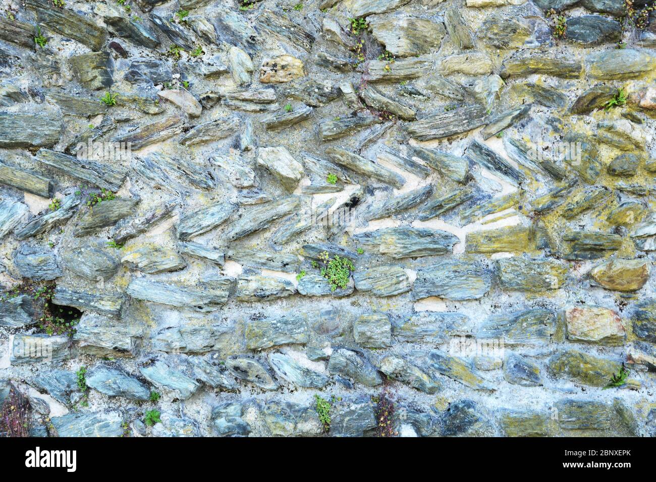 The typical Herring Bone style of wall at Holyhead Roman Fort on ...