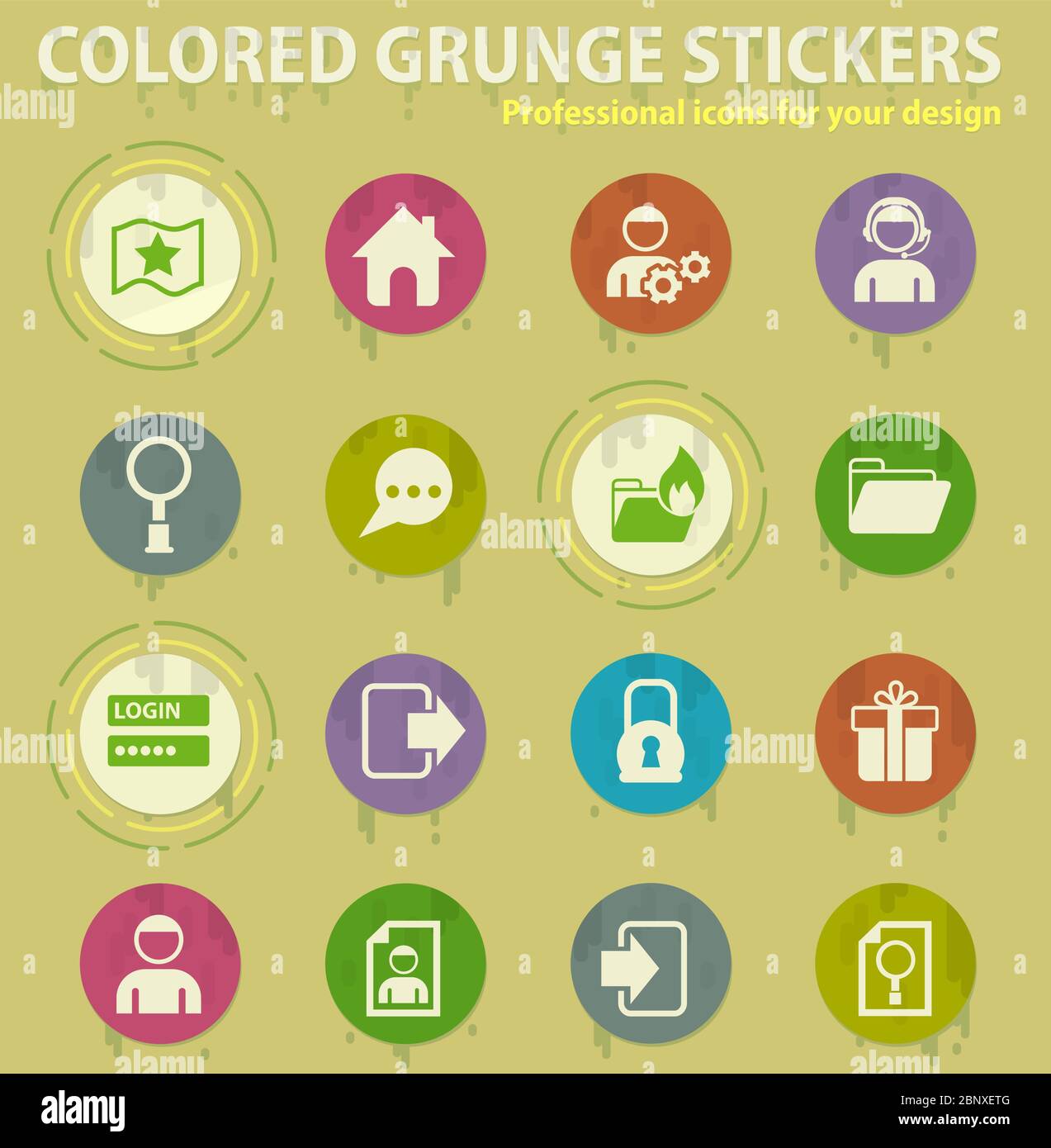 forum interface colored grunge icons Stock Vector
