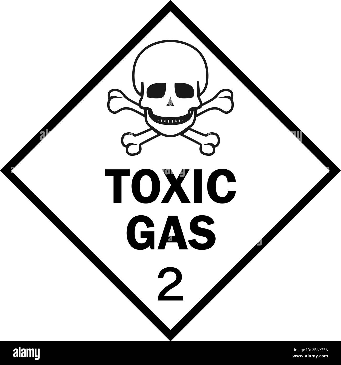 Toxic gas sign. Dangerous goods placards class 2. Black on white. Stock Vector