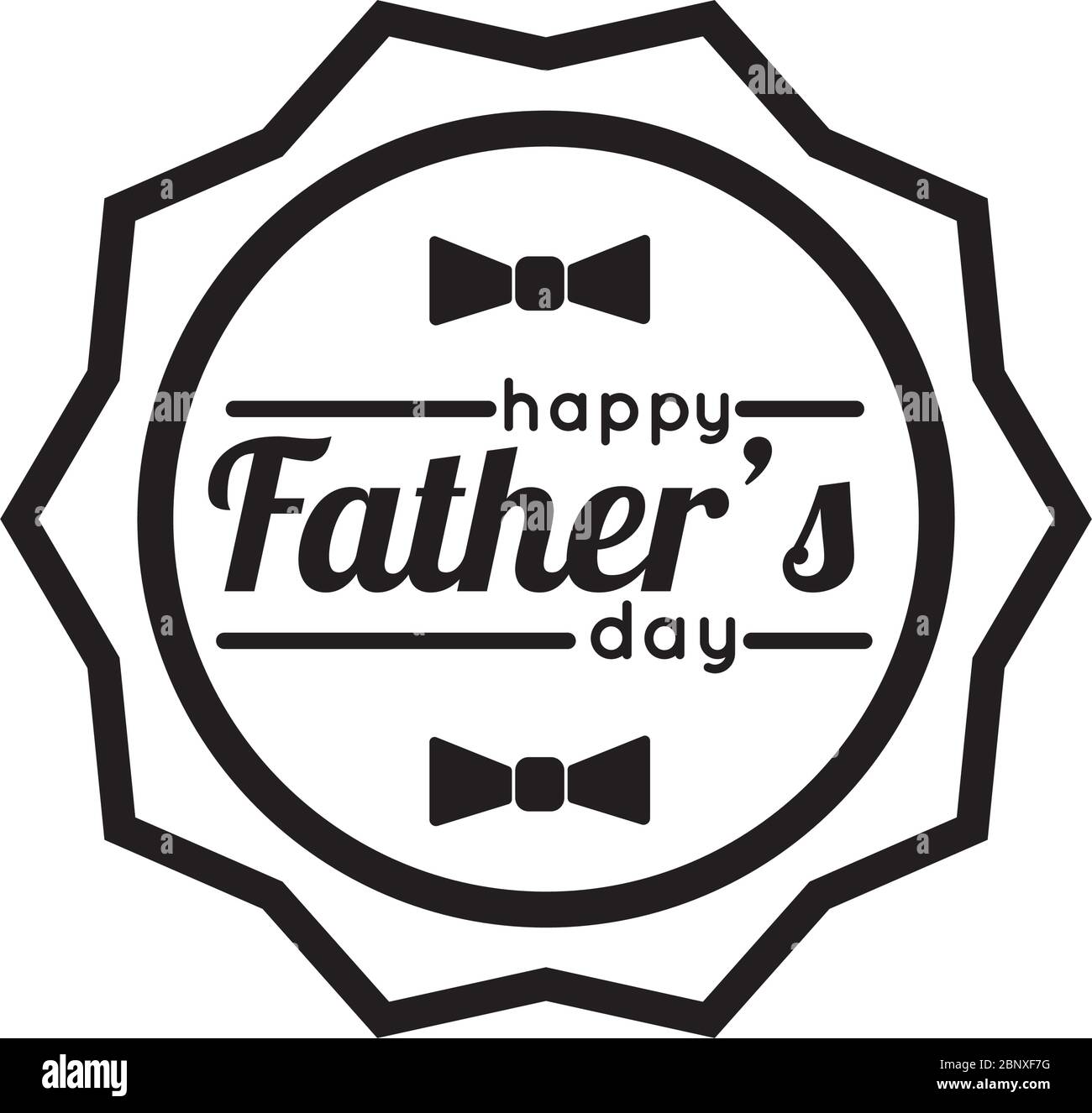 happy fathers day seal with bowtie line style icon Stock Vector Image ...