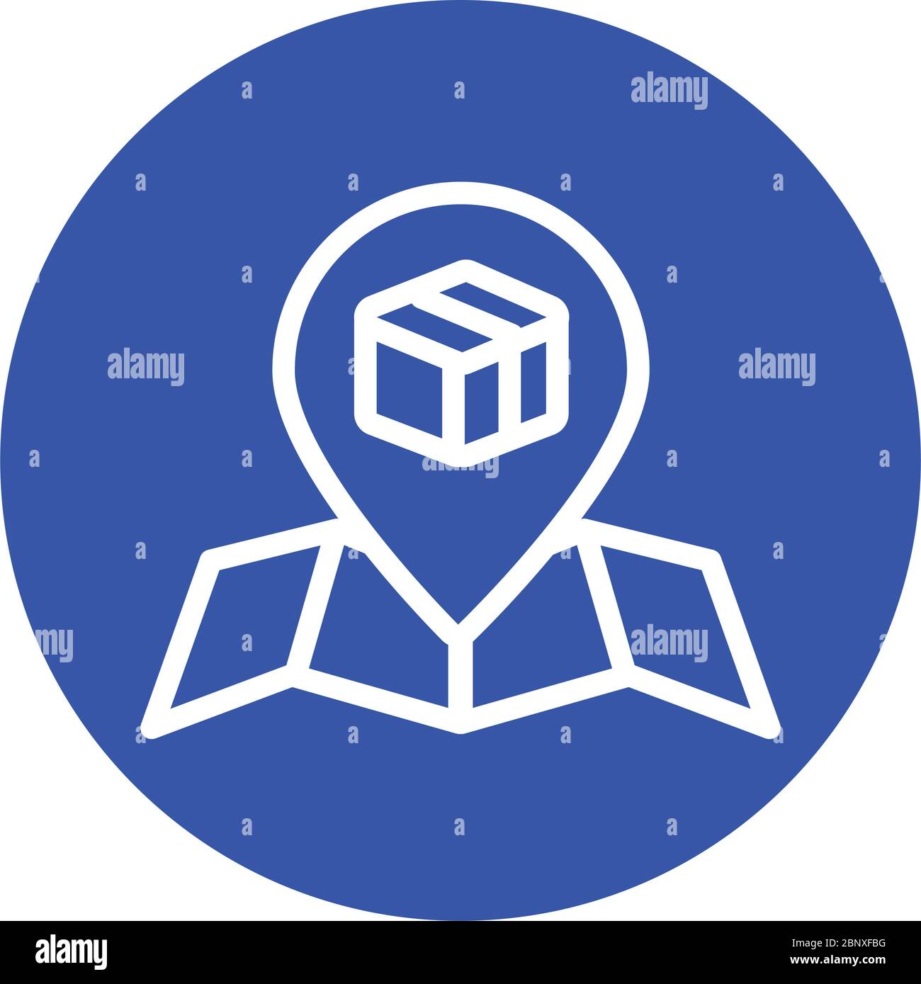 paper map with box delivery service block style Stock Vector