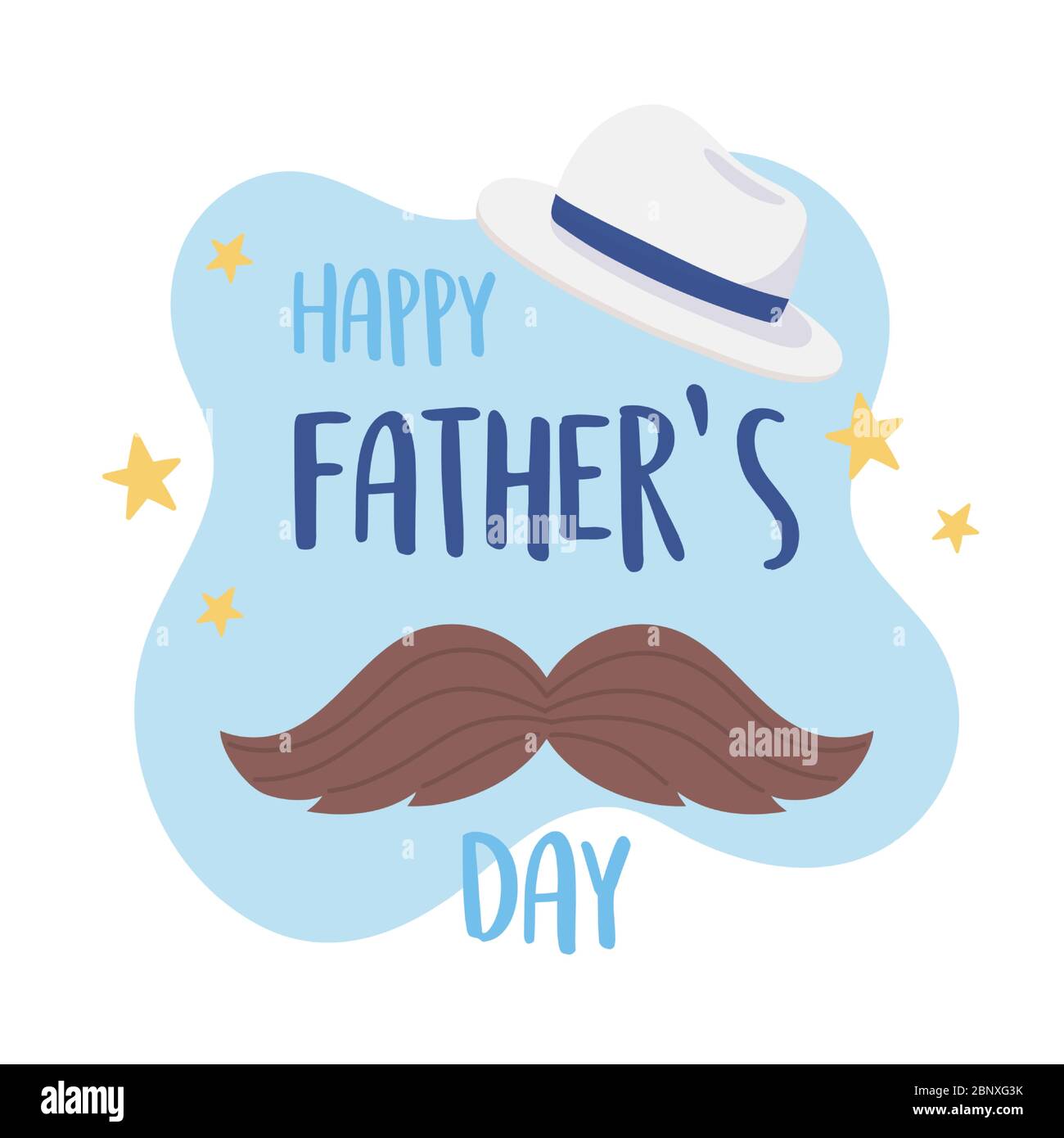 happy fathers day, moustache and hat greeting card vector illustration ...