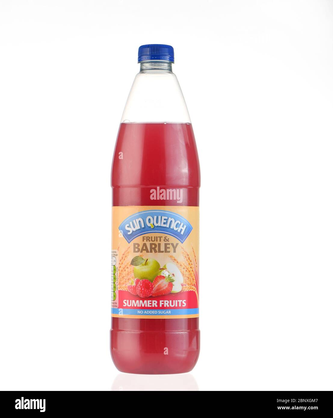 Sun Quench fruit barley squash drink bottle summer fruits isolated