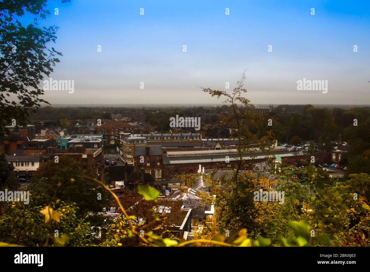 Panoramic view of Windsor city, Berksshire, England, UK. The view from Windsor Castle. Stock Photo