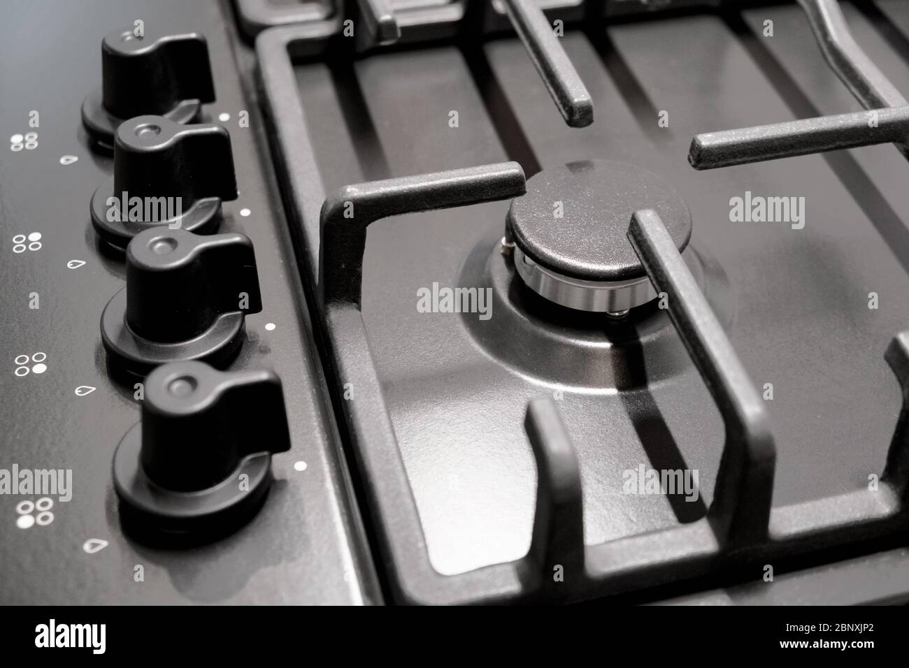 Close up of Kitchen gas stove in the kitchen. Black Stock Photo Alamy