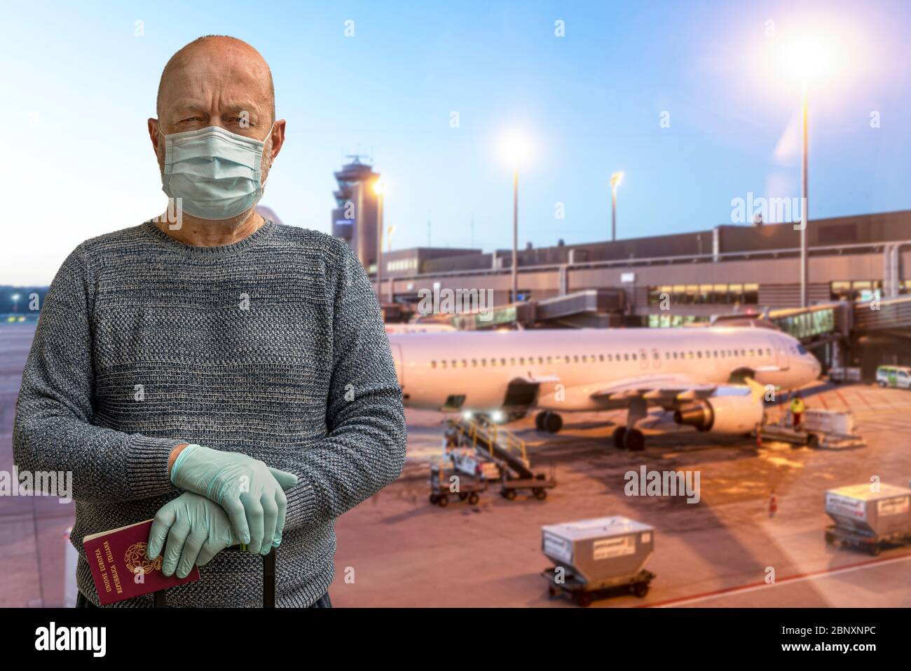 Start traveling again with individual protections in the Covid-19 pandemic time Stock Photo