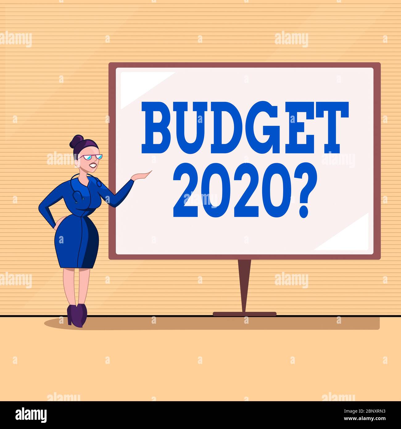 Text sign showing Budget 2020 Question. Business photo text estimate of ...