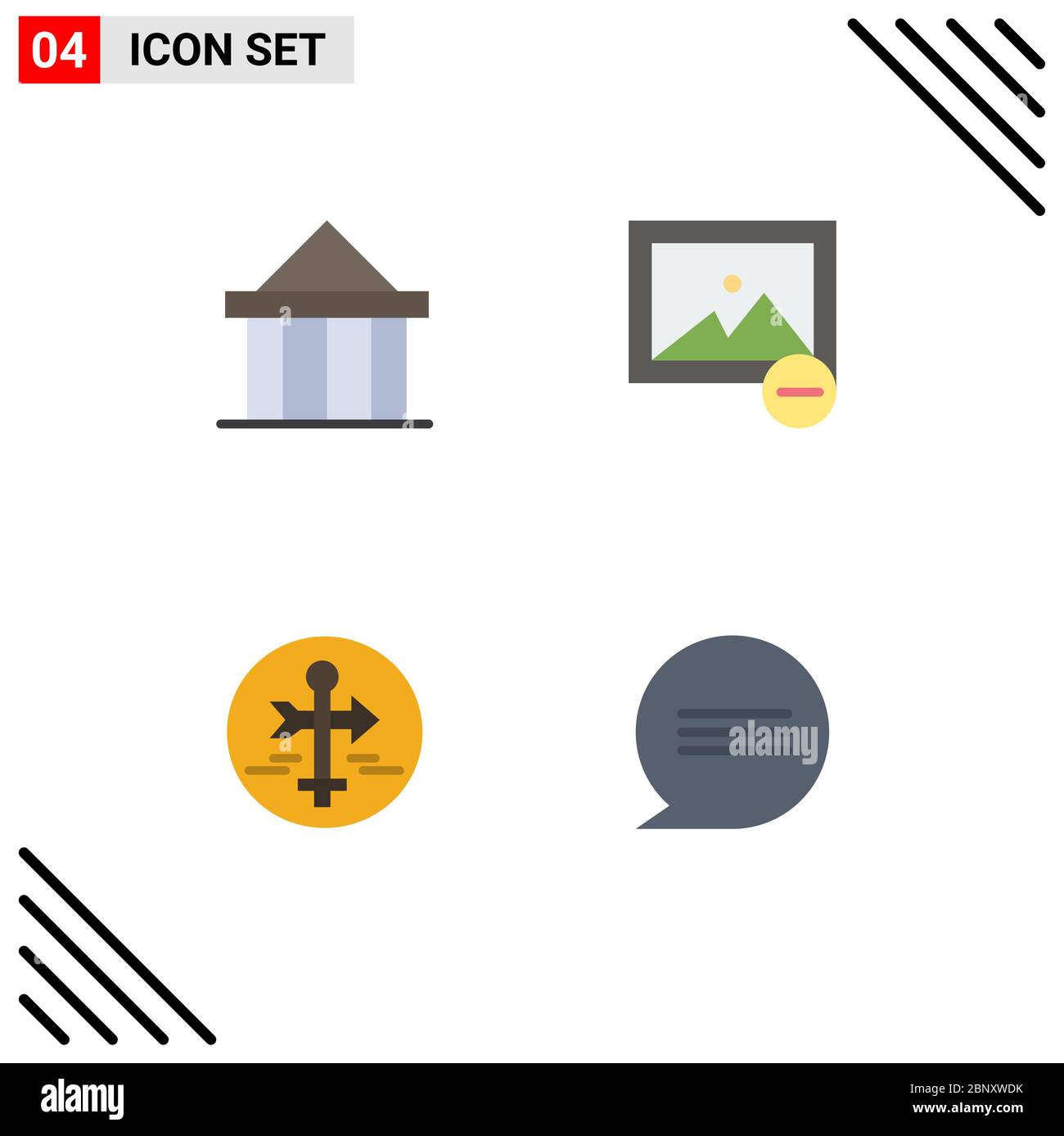 Set of 4 Vector Flat Icons on Grid for acropolis, guide, court, image, map pointer Editable Vector Design Elements Stock Vector