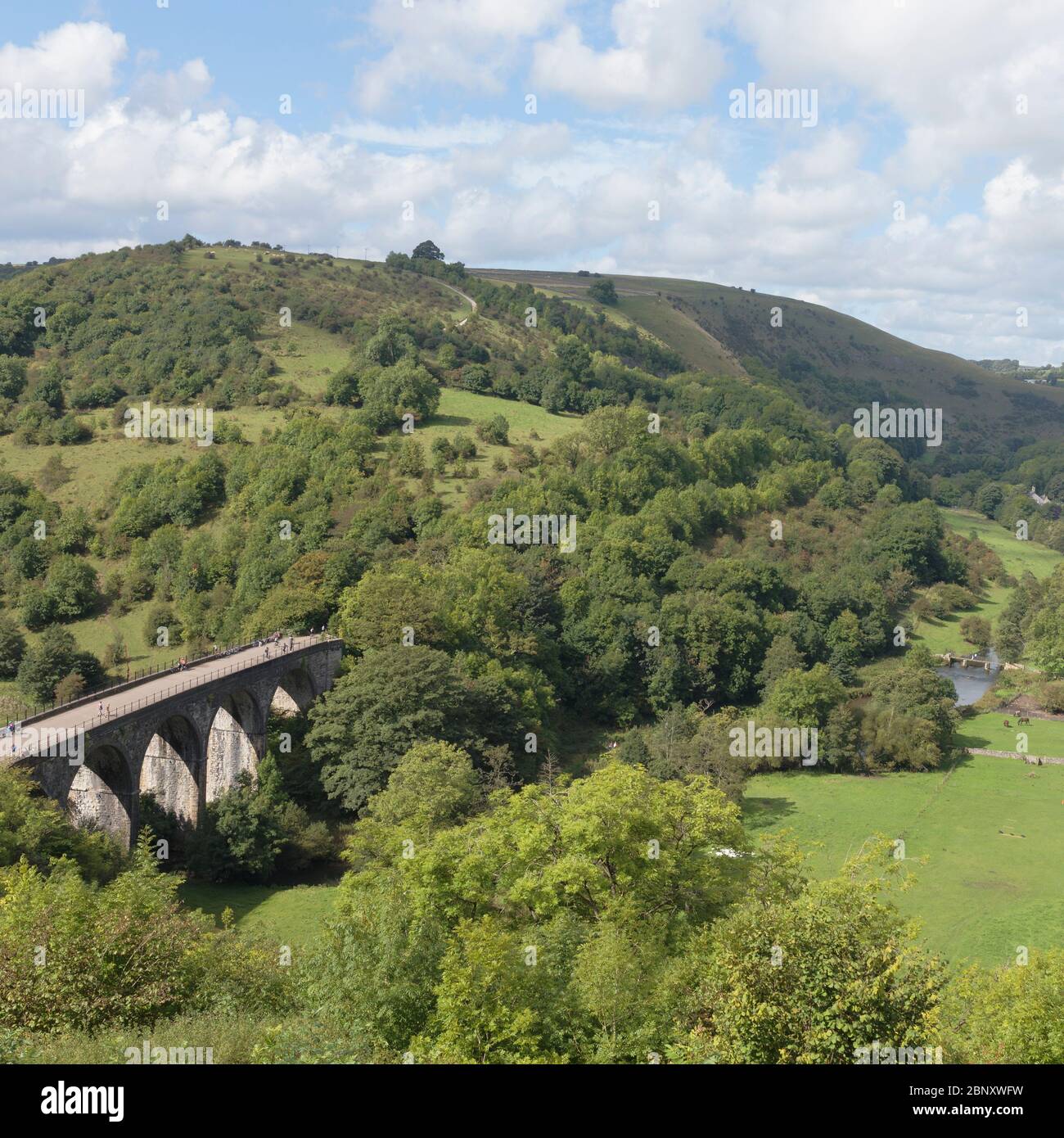 The Monsal Trail on the Headstone Viaduct from Monsal Head in the Peak District National Park, Little Longstone, Bakewell, United Kingdom Stock Photo