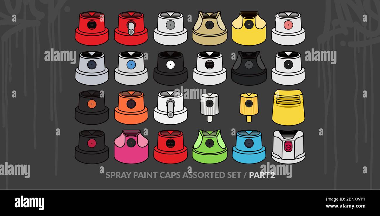 Graffiti Spray Caps Assorted Set. Isolated Vector Illustration Stock Vector  Image & Art - Alamy