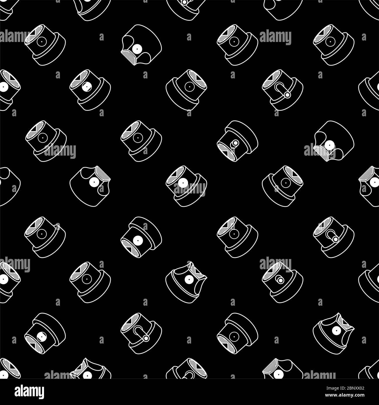 Abstract Graffiti Spray Caps Assorted Seamless Pattern. Isolated Vector