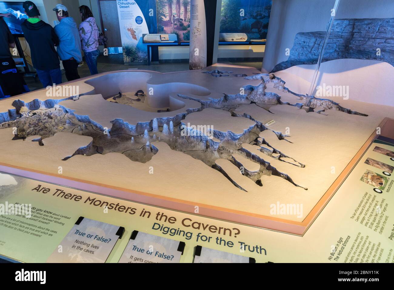 Carlsbad Caverns National Park Visitor Centre with scale model of the cave system, New Mexico, USA Stock Photo