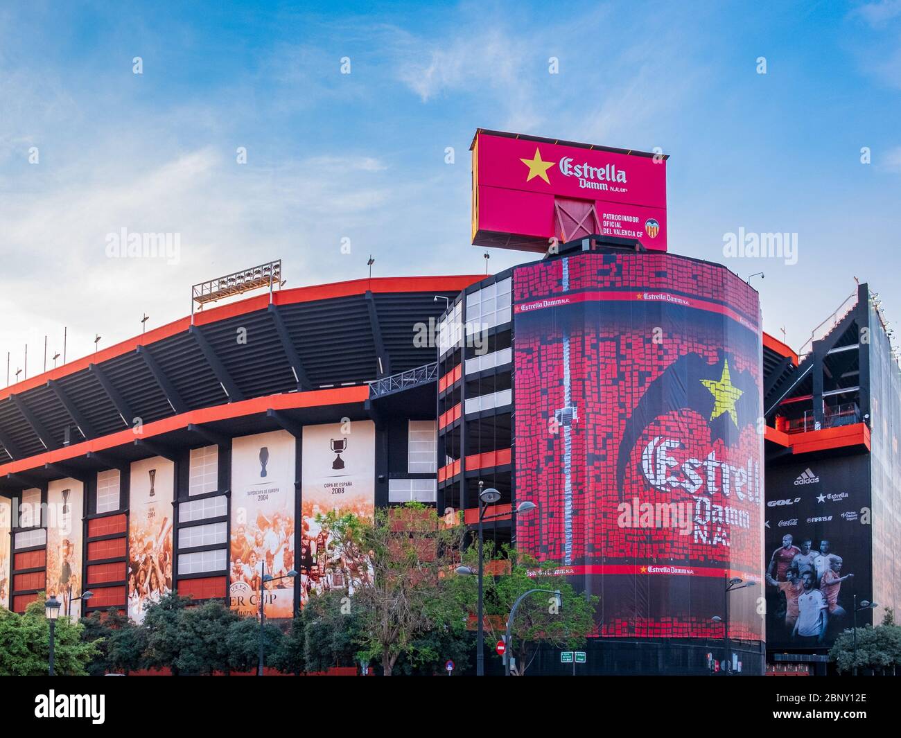 Valencia, Spain: June 14, 2015 -Mestalla Stadium, often only Mestalla, is a football stadium in Valencia, Spain. Stock Photo