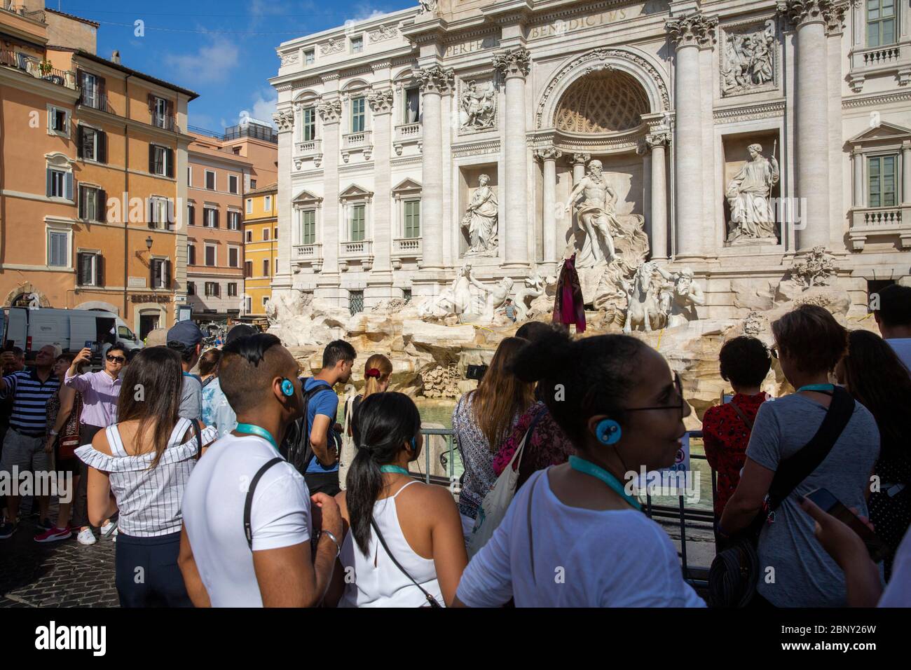 Rome Trevi fountain visitors and tourists at the Trevi fountain,Rome,Italy Stock Photo
