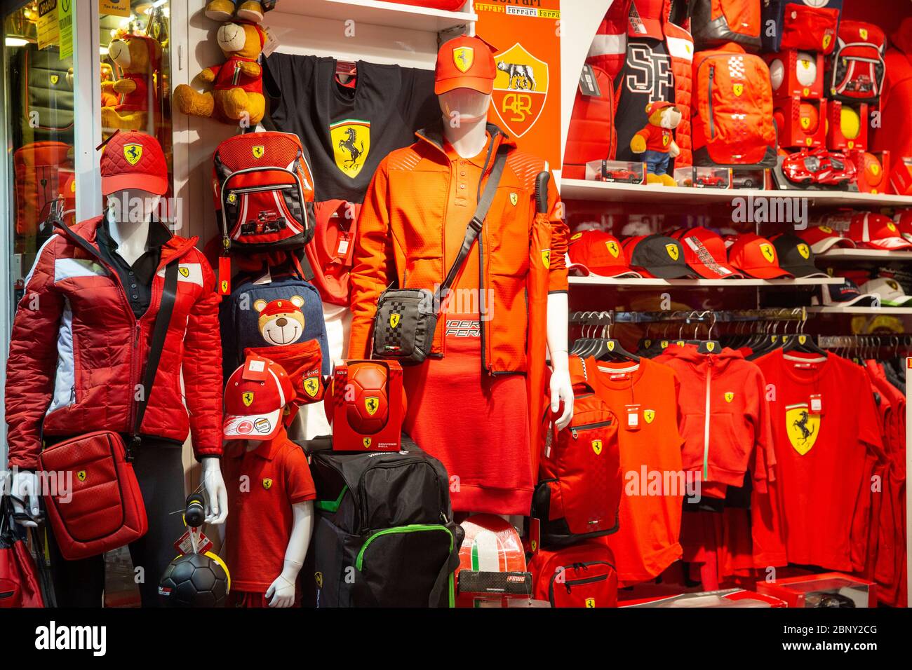 Ferrari merchandise store shop in Rome city centre,Italy Stock Photo