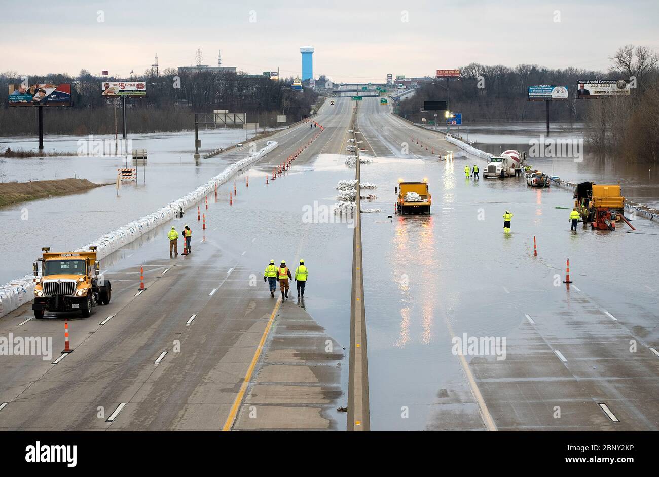 2016 flooding in Arnold, Missouri USA along the Meramec River near St