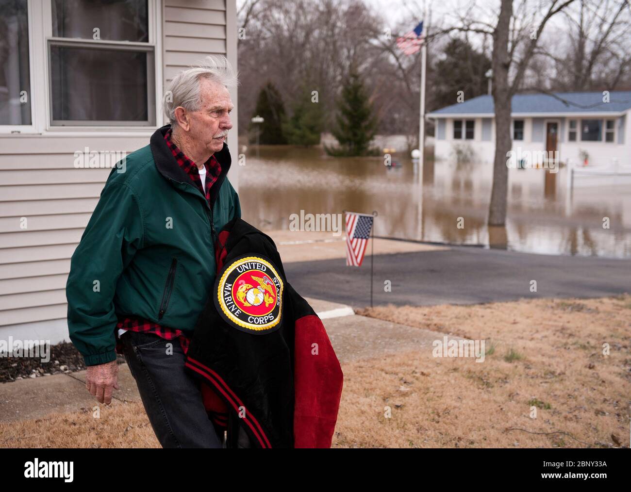 2016 flooding in Arnold Missouri USA along the Meramec River, tributary